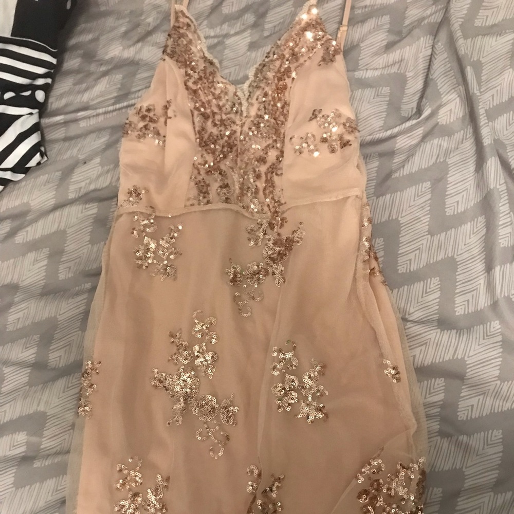 Rose gold sequin dress